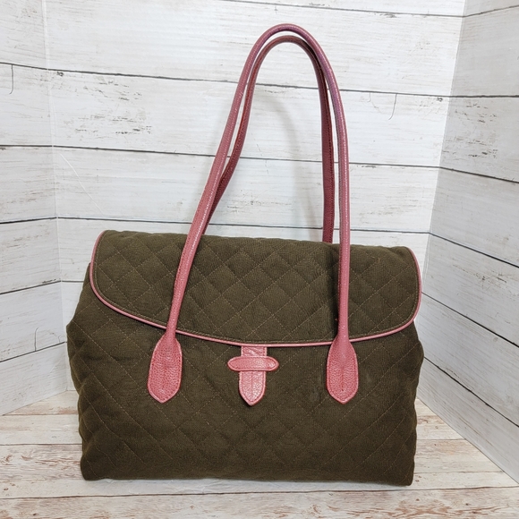 MZ Wallace quilted brown and pink satchel handbag - Picture 12 of 15